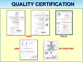 USDA HALAL
GMP IS0 22000:2005
QUALITY CERTIFICATIONQUALITY CERTIFICATION
 