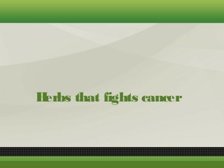 Herbs that fights cancer
 