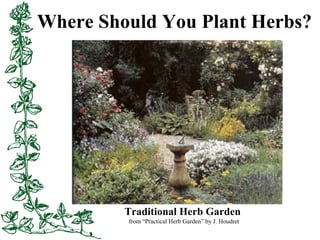 Where Should You Plant Herbs?
Traditional Herb Garden
from “Practical Herb Garden” by J. Houdret
 