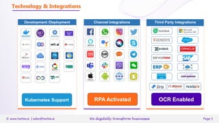 © www.herbie.ai | sales@herbie.ai We digitally transform businesses Page 5
Development /Deployment
Kubernetes Support
Channel Integrations Third Party Integrations
RPA Activated OCR Enabled
Technology & Integrations
 