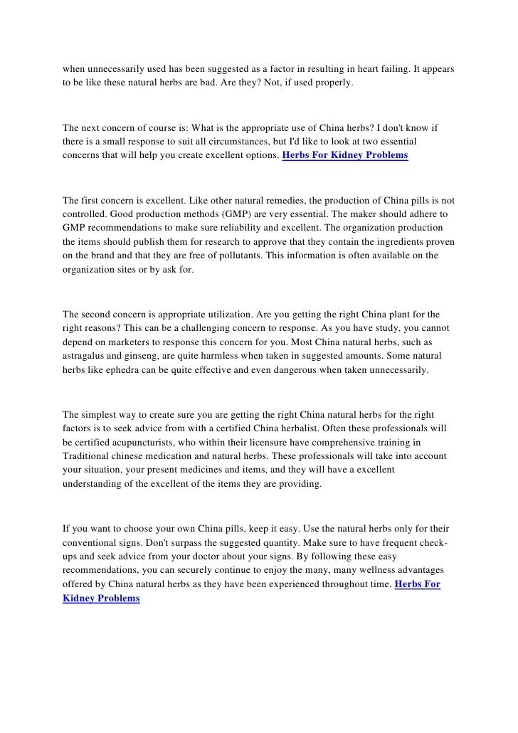 Herbs For Kidney Problems Chinese Herbs