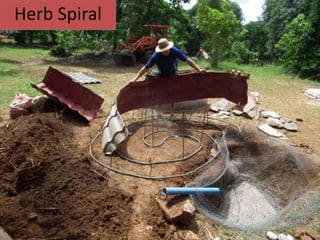 Herb Spiral
How To Build A
Sustainable
Light-weight-loam Highly-
insulated- Rammed-earth
Herb Spiral
For The Tropics
Step 3
Dig pond, stake out
shape with key
 