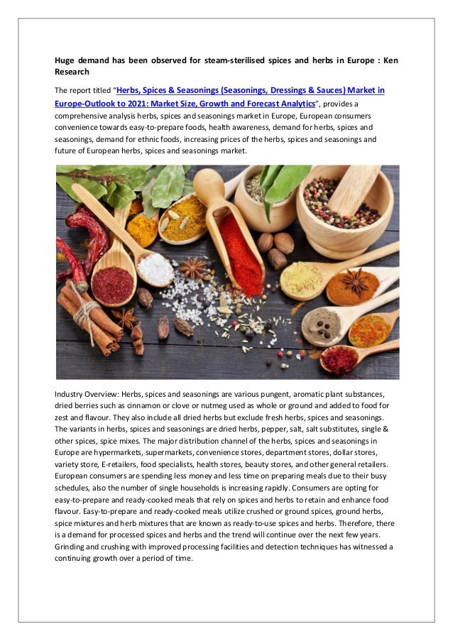 Europe Herbs, Spices and Seasonings Market Growth, Italy Herbs, Spices