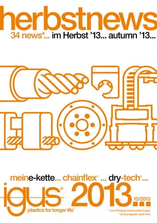 herbstnews
34 news*... im Herbst ’13... autumn ’13...

meine-kette... chainﬂex ... dry-tech ...

201
3...
®

®

10/2013

plastics for longer life

®

* und Programmerweiterungen
* and program add-ons

 