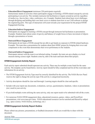 Herc Rover Handling System NASA Human Exploration Rover Challenge 2023 HandBook | PDF