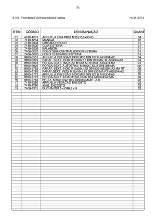 71 
11.20 - Estrutura Centralizadora Esteira 7408-3051 
 