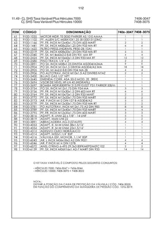 112 
11.49 - Cj. SHS Taxa Variável Plus Hércules 7000 7406-3047 
Cj. SHS Taxa Variável Plus Hércules 10000 7408-3075 
 