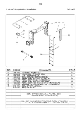 142 
11.76 - Kit Prolongador Altura para Algodão 7408-3039 
 