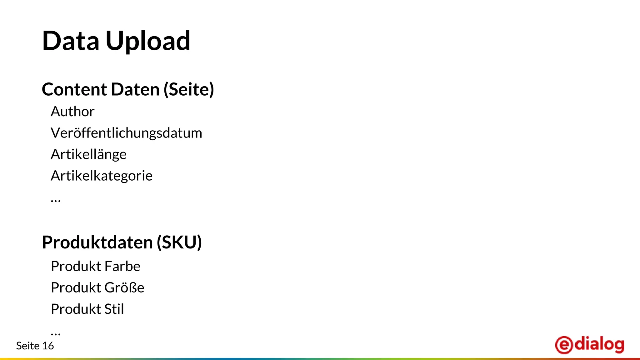 Seite 16
Data Upload
Content Daten (Seite)
Author
Veröffentlichungsdatum
Artikellänge
Artikelkategorie
…
Produktdaten (SKU)
Produkt Farbe
Produkt Größe
Produkt Stil
…
 