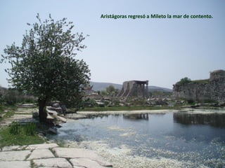 Aristágoras regresó a Mileto la mar de contento.

 