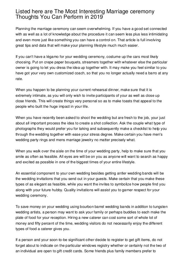 Listed Here Are The Most Interesting Marriage Ceremony Thoughts You C