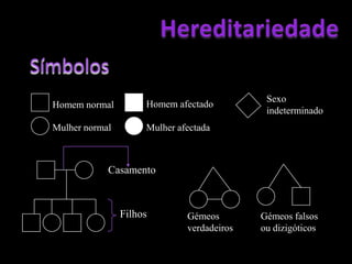  Qual a probabilidade de nascerem filhos albinos nesse casamento?HereditariedadeProblema 3“A polidactilia é uma anomalia de desenvolvimento, em que os indivíduos afectados tem um nº de dedos da mão (quirodáctilos) ou dedos do pé (pododáctilos) superior ao normal.”Um casal, ambos polidáctilos, têm uma criança normal para a polidactilia. Qual a probabilidade do casal ter outra criança normal para polidactilia ?