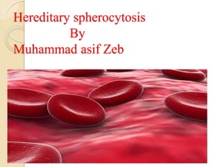 Hereditary spherocytosis
By
Muhammad asif Zeb
 