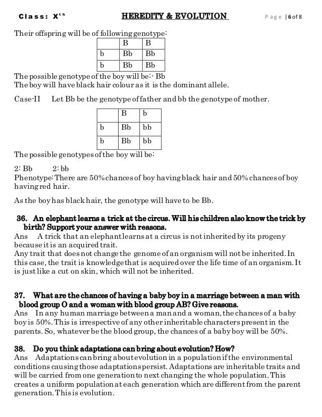 case study based questions on heredity class 10