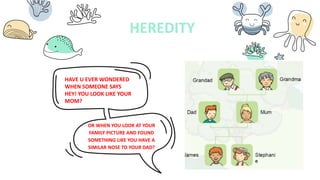 HEREDITY
HAVE U EVER WONDERED
WHEN SOMEONE SAYS
HEY! YOU LOOK LIKE YOUR
MOM?
 