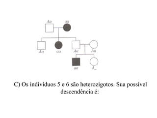 C) Os indivíduos 5 e 6 são heterozigotos. Sua possível
                  descendência é:
 