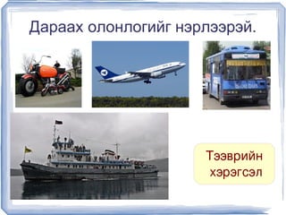 Дараах олонлогийг нэрлээрэй.




                         Тээврийн
                          хэрэгсэл
                   
 