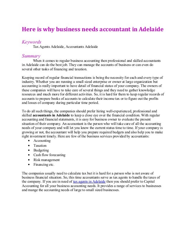 Here is why business needs accountant in Adelaide