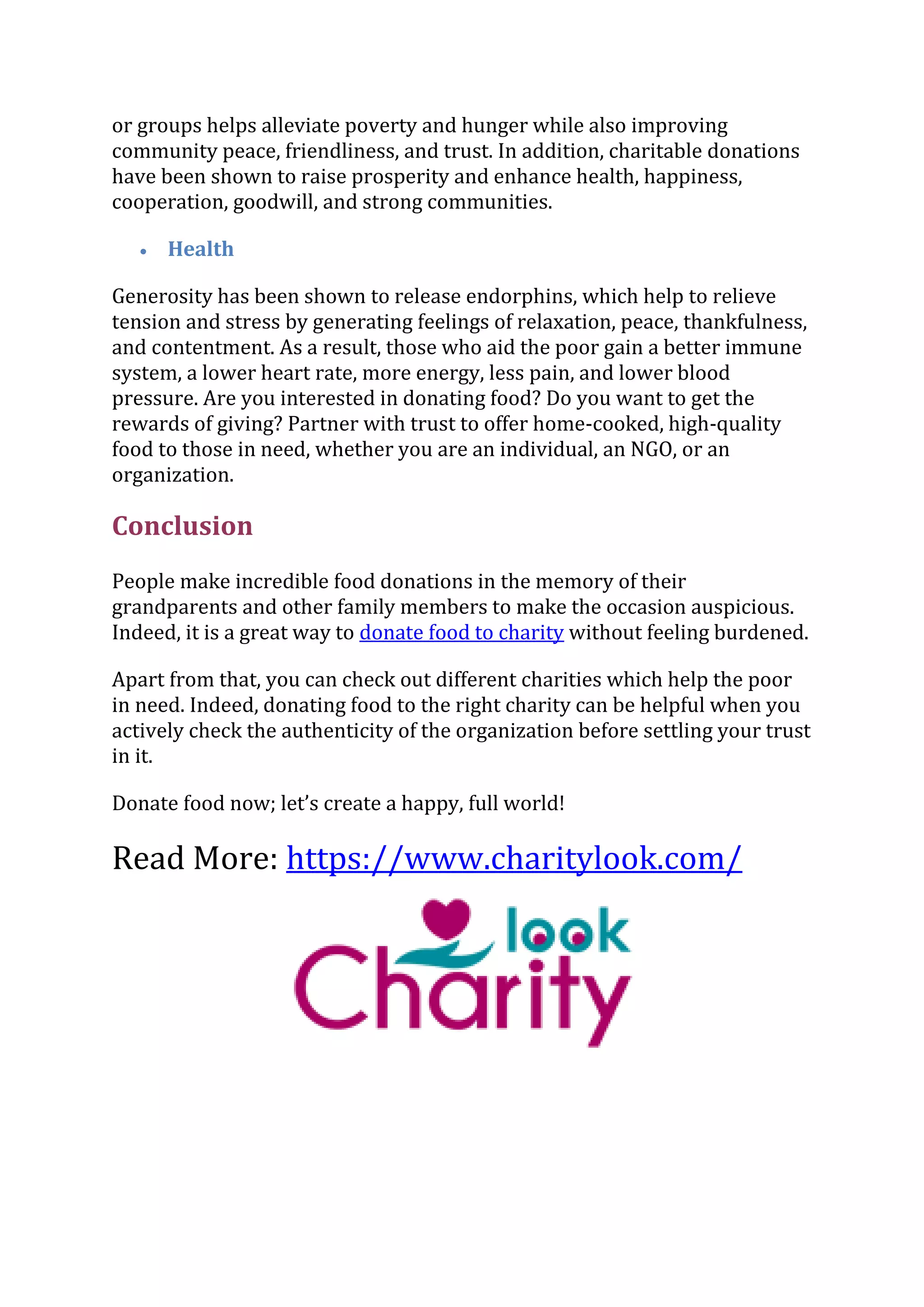 Here is why you should donate food to charity | PDF