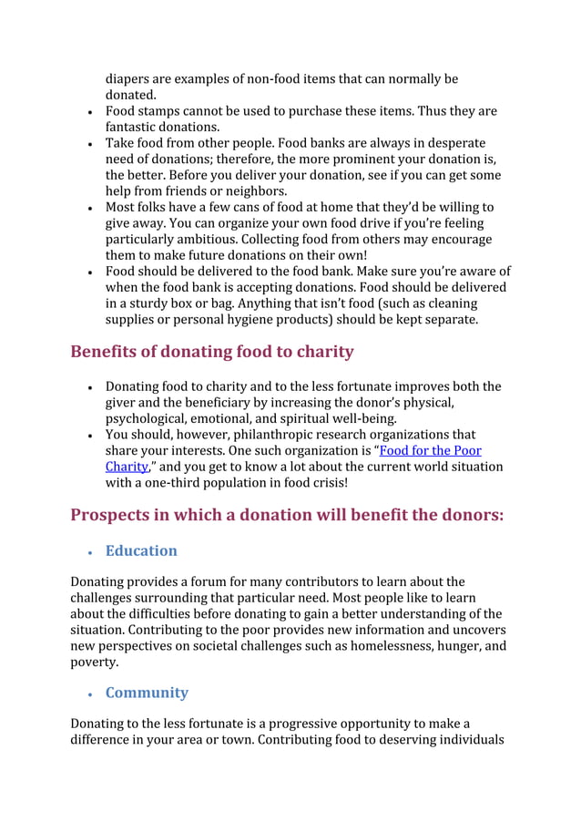 Here is why you should donate food to charity | PDF