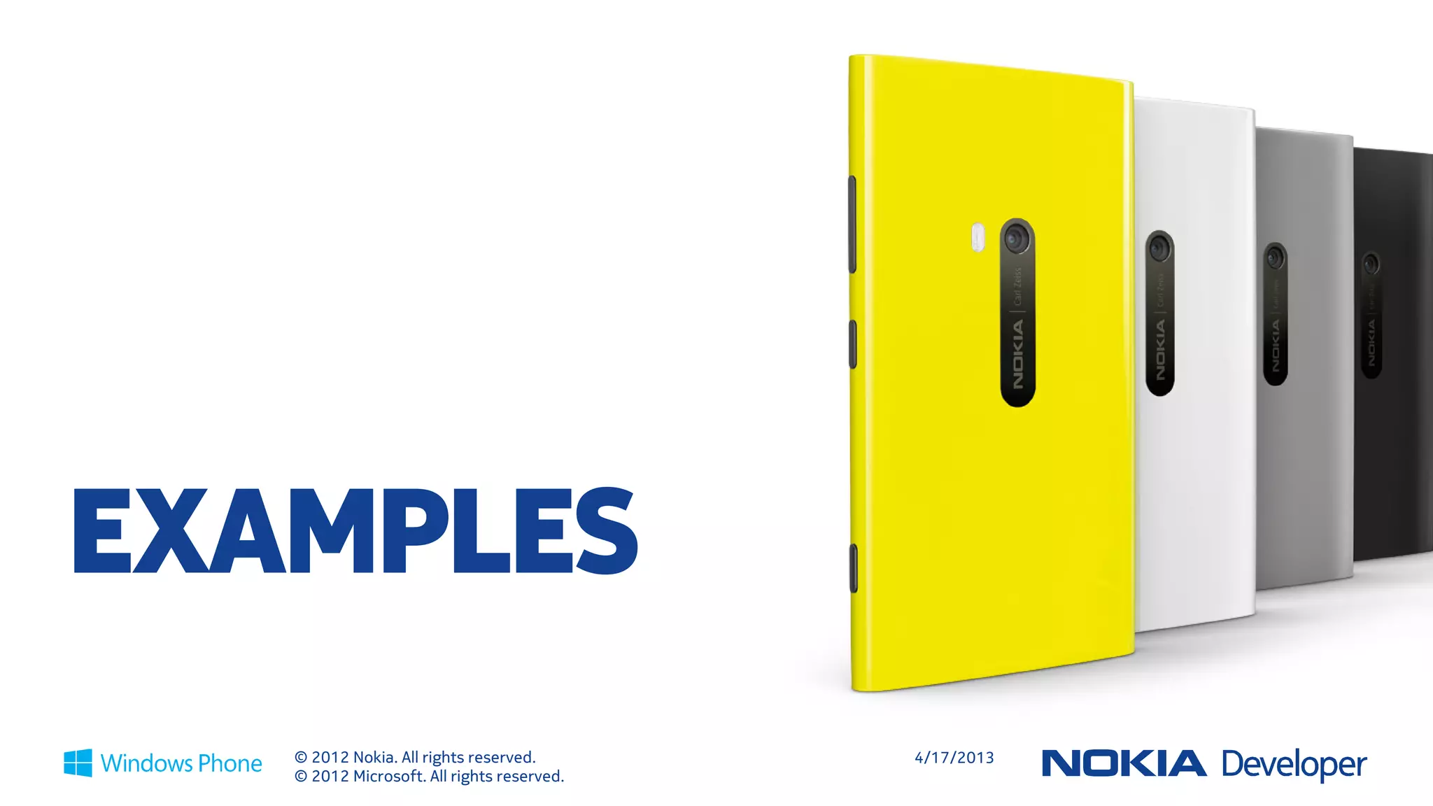 SAVE/SHARE MAP IMAGE
private void SaveButton_Click(object sender, EventArgs e)
    {
      WriteableBitmap wb = new WriteableBitmap(mapControl, null);
      wb.Render(mapControl, null);
      MemoryStream memoryStream = new MemoryStream();
      wb.SaveJpeg(memoryStream, wb.PixelWidth, wb.PixelHeight, 0, 80);

       MediaLibrary library = new MediaLibrary();
       library.SavePictureToCameraRoll("SavedMap_" + DateTime.Now.ToString() + ".jpg", memoryStream.GetBuffer());
   }




                      © 2012 Nokia. All rights reserved.                        4/18/2013
                      © 2012 Microsoft. All rights reserved.
 