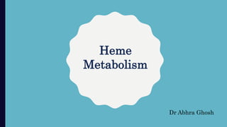 Heme
Metabolism
Dr Abhra Ghosh
 