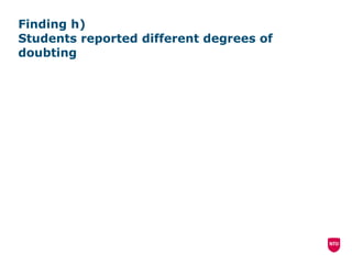 Finding h)  Students reported different degrees of doubting  