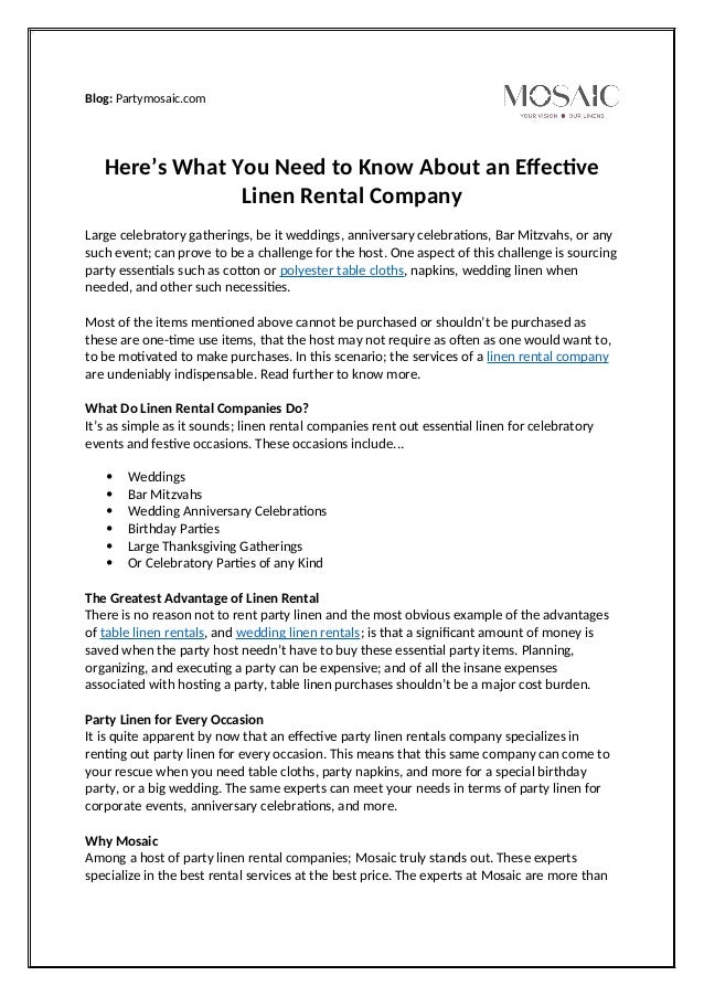 Here’s What You Need to Know About an Effective Linen Rental Company