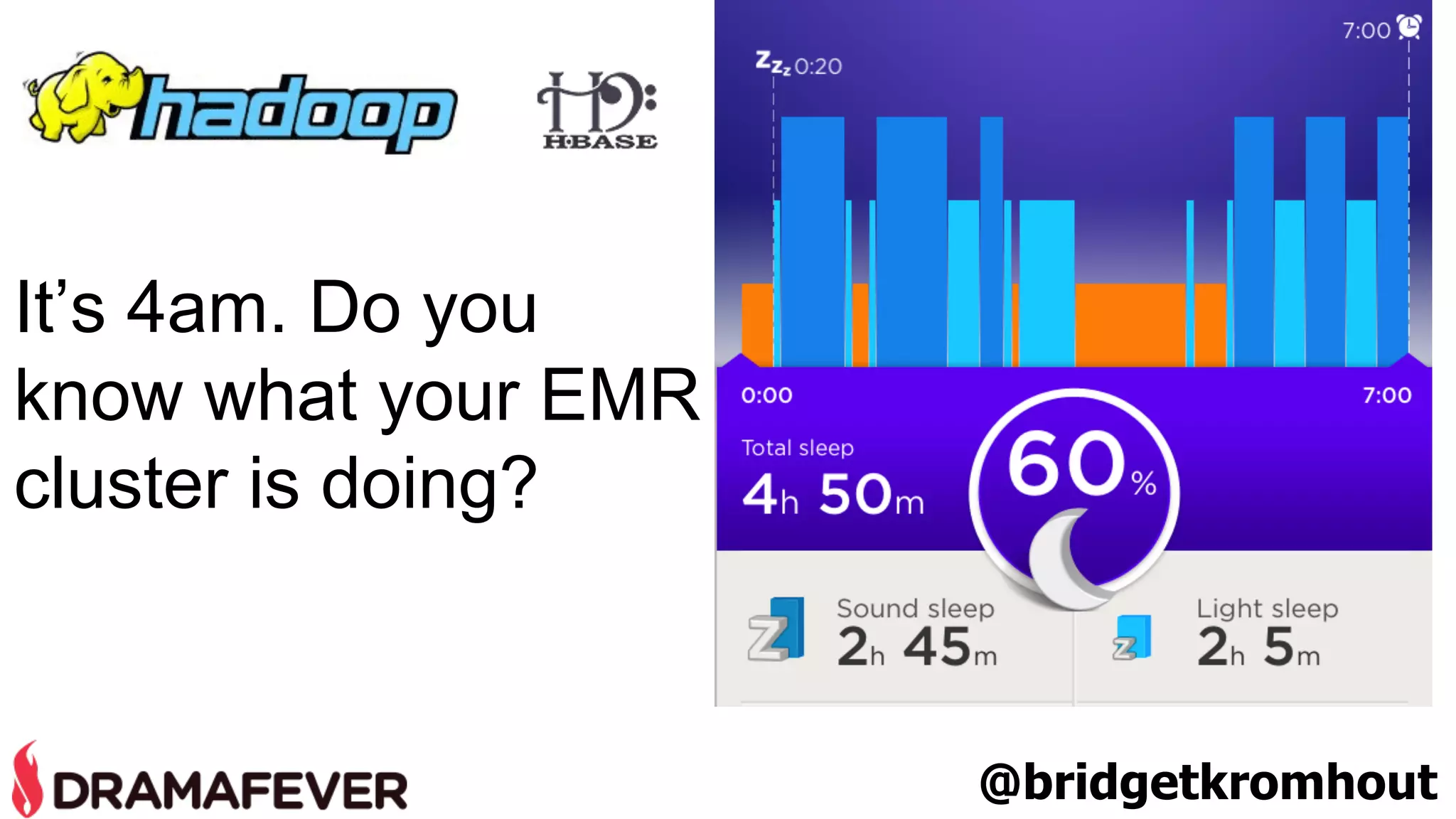 It’s 4am. Do you 
know what your EMR 
cluster is doing? 
@bridgetkromhout 
 