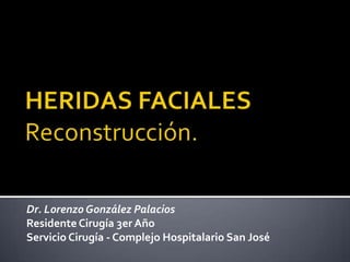 HERIDAS FACIALESReconstrucción. Dr. Lorenzo González Palacios Residente Cirugía 3er Año Servicio Cirugía - Complejo Hospitalario San José 