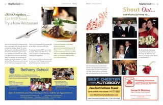 13March Heritage Homefront12 Heritage Homefront March NeighborhoodNewsNeighborhoodNews
Meet Neighbors….
Eat FREE Food….
Try a New Restaurant
Are you sick and tired of slaving over the
stove every night? Isn’t time you deserved
a break from cooking dinner? If so, why
don’t you join us for this month’s Restau-
rant Review? It would be great to have
you! Our featured restaurant this month
is the Rail House, located on 40 Village
Square in Glendale. In case you are not
familiar with it, this restaurant is where
the Iron Horse Restaurant used to be and
is now under new management. Come
check it out for yourself! Our outing will
be on March 19th from 6:30–8:30.
In exchange for this FREE opportunity
to sample dishes at the Rail House, resi-
dents are asked to provide their input
regarding the experience.
Please note that residents are also asked to pay
for their own “adult” beverages and provide a
tip of $5 per person for the great service.
If you are interested in attending,
please email Beth at
specialevents@n2publishing.com. We
do have limited seating for this event,
so please RSVP only if you are positive
that you can attend. When all spots are
taken, we will start a wait list in the
event of a cancellation.
Shout Out...
CONGRATULATIONS TO...
Josh Vonderhaar who recently played
with his marching band's performance at
the Rose Bowl, 1/1/2013. Proud Mom
and Dad,Tommi and Joe, and brother
Jake accompanied him for the festivities.
The Arand Family, AJ Arand
married Maria Sunderhaus on
December 29, 2012. AJ is the
eldest son of Art & JoAnn Arand
on Maxwell Drive.
Providing Insurance
and Financial Services
Home Office, Bloomington, Illinois 61710
George W. Meinberg
Agent, Heritage Club Resident
9400 Main Street, Cincinnati, OH 45242
513-891-0100
george.meinberg.bxzh@statefarm.com
 