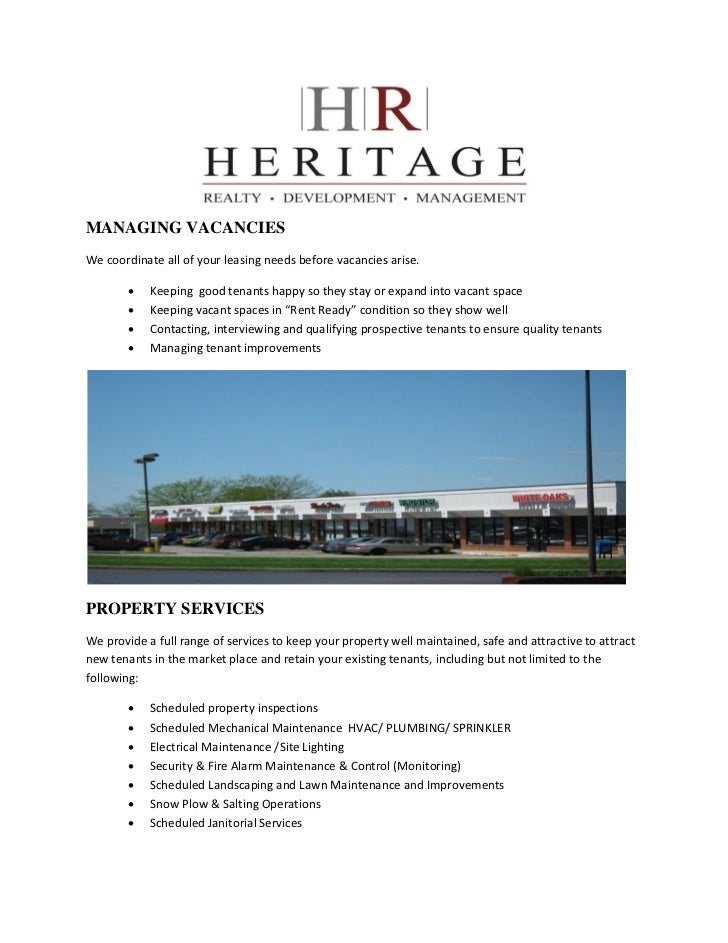 Heritage Property Management Flyer Heritage Property Management Flyer