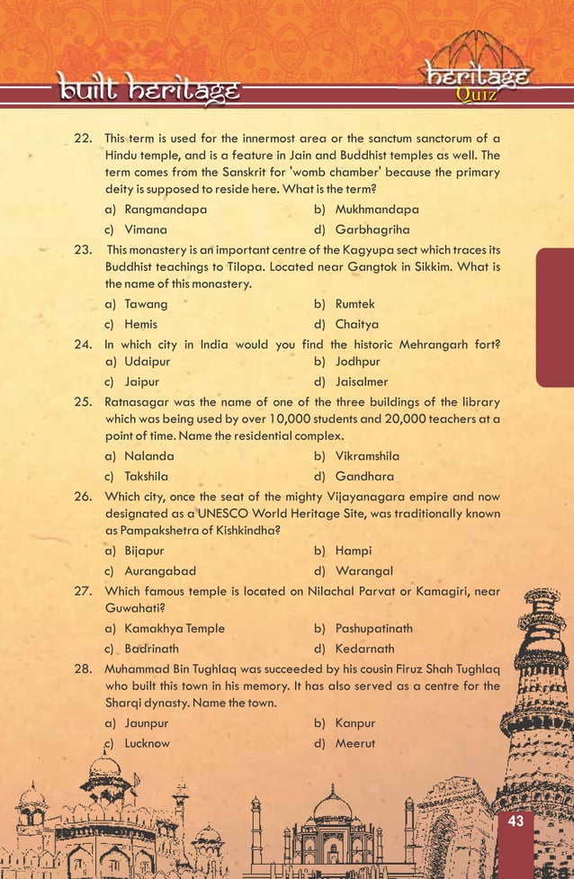 Heritage Quiz Book by CBSE | PDF