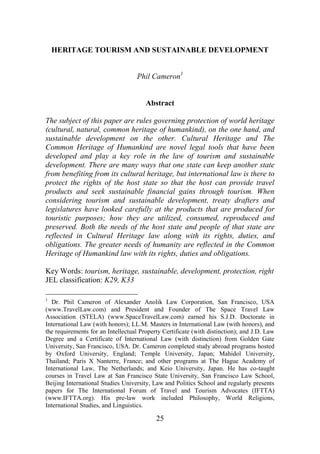 Heritage tourism and sustainable development | PDF