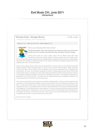 Exit Music CH, June 2011
       (Switzerland)




                           37
 