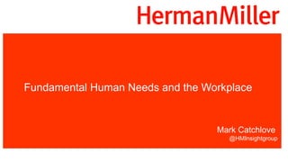 Fundamental Human Needs and the Workplace
Mark Catchlove
@HMInsightgroup
 