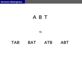 Hermann Ebbinghaus
A B T
15
TAB BAT ATB ABT
 