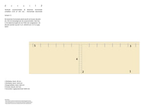 d             e             t           a             i         l   2
Verticale tussenschotten & Bovenste horizontale
schabben (110 of 150 cm) - Horizontale doorsnede

Schaal 1-5

De bovenste horizontale plank wordt via houten deuvels
(6 x 30 mm) bevestigd aan de tussenschotten. Ook hier
is het bijkomend gebruik van PVAC-lijm aangewezen. De
deuvels worden op een h.a.h. afstand van 3 à 4 cm gep-
laatst.




                                                                5               3



                                                                        4



                                                                            2   1


1 Multiplex, beuk, 18 mm
2 Multiplex, beuk, 2x18 mm
3 Buigmultiplex, beuk, 4x8 mm
4 Houten deuvel, 6x3 mm
5 Verzonken rugwandschroef, 4x40 mm




referenties:
- http://www.lamello.be/nl/producten/verbindingselementen
- http://www.gebuhout.nl/view/product/detail/55/buigmultiplex
- http://www.hanssenshout.be/plaatmateriaal/multiplex/beuk
 