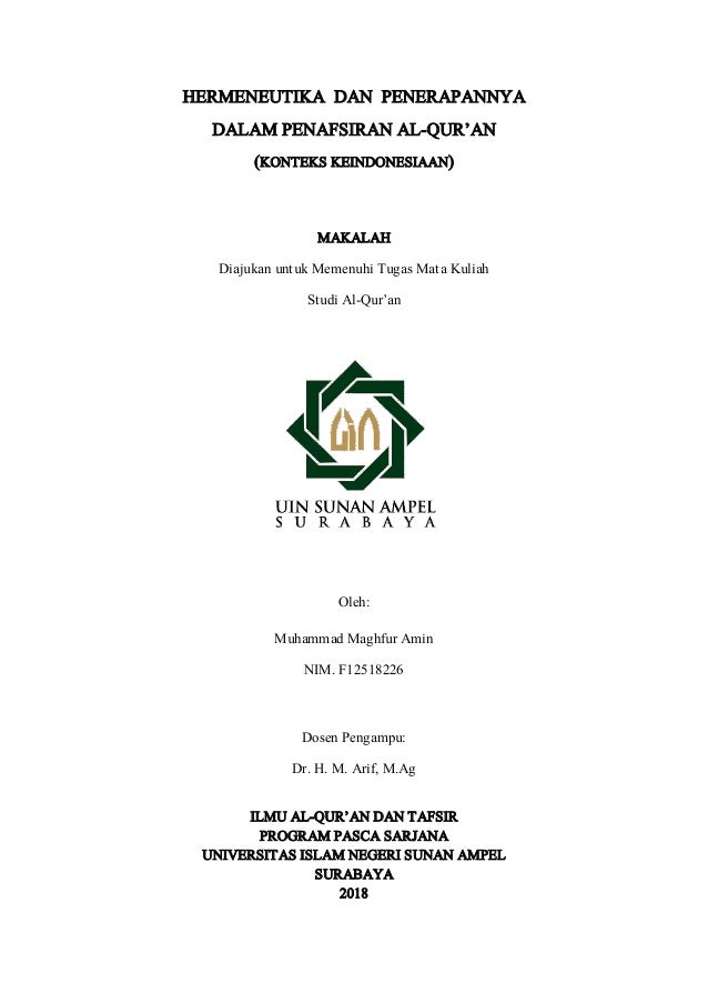 Hermeneutika Dan Penerapannya Dalam Penafsiran Al Qur An Konteks Ke