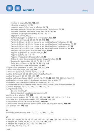Index




      Initialiser le projet, 55, 106, 108, 337
      Introduire le système, 94, 98
      Lancer un appel d‘offres pour la solution, 69, 73
      Mettre en œuvre le concept des processus et de l‘organisation, 79, 90
      Mettre en œuvre les mesures de protection, 79, 92, 94, 98
      Mettre en place la gestion des risques, 59, 120, 121
      Négocier le contrat, 69, 77
      Planiﬁer et adapter la gestion de la conﬁguration, 123, 124
      Planiﬁer les activités AQ, 59, 69, 79, 94, 113, 116
      Prendre la décision de donner ou non le feu vert à la phase d’évaluation, 62, 68
      Prendre la décision de donner ou non le feu vert à la phase d’implémentation, 72, 77
      Prendre la décision de donner ou non le feu vert à la phase d‘introduction, 85, 92
      Prendre la décision de donner ou non le feu vert à la phase de ﬁnalisation, 97, 101
      Prendre la décision quant au mandat de projet, 57-58
      Préparer les processus et l‘organisation, 94, 99
      Préparer les tests, 69, 113, 116
      Préparer l‘introduction et l‘exploitation, 79, 90
      Rédiger le cahier des charges et le dossier d‘appel d‘offres, 69, 73
      Sauvegarder les données, 59, 69, 79, 94, 123, 127
      Traiter les modiﬁcations, 59, 69, 79, 94, 123, 125
      Traiter les situations exceptionnelles, 59, 110
Adaptation du système (PD), 89-91, 194, 198, 302, 314
Administrateur de projet, 263, 265, 277
Administrer les résultats, 59, 69, 79, 94, 123, 125
Analyse de l‘existant, 50, 60, 63-65, 69, 136, 239, 293, 304
Analyse de marché, 63, 65, 133, 136, 187
Analyse préliminaire (phase DS/AS), 44, 49, 52, 55, 59-68, 158, 208, 301-303, 306, 337
Analyser l‘annonce de projet et développer une vision pour le projet, 55
Analyser les composantes critiques de la solution, 69, 74, 214
Analyser l‘existant en matière de sûreté de l‘information et de protection des données, 64
Annonce de projet, 20, 51, 55, 106, 134, 199, 276, 336
Aperçu des résultats
      des sous-modèles, 51
      du type de projet «adaptation de systèmes», 50
Architecte de la solution, 263, 286
Architecture du système, 50, 79, 86, 133, 136, 184, 246, 286, 293, 311, 327, 329
Assurance de la qualité (sous-modèle), 100, 113-119, 134, 266
Attribution de mandat (technique de travail), 291-294
Attribution de mandat en cas d’appel d’offres public (technique de travail), 294-300
Avis d‘erreur, 141, 172, 284

B
Bibliothèque des résultats, 123-125, 127, 135, 169, 277, 286

C
Cahier des charges, 50, 69, 73, 77, 133, 136, 182, 187, 196, 260, 280, 292-294, 297, 308
Catalogue des critères, 50, 69, 73, 75, 133, 136, 182, 308
Catalogue des risques, 51, 120-122, 135, 234, 285
Check-lists, 30, 164, 218, 346

366
 
