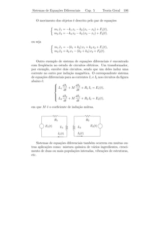 Transformada de Laplace                       Cap. 4                           Convolu¸ao 102
                                                                                      c˜


onde f e g s˜o fun¸oes conhecidas. O nome equa¸˜o integral deve-se
            a     c˜                              ca
ao fato que a inc´gnita y aparece sob o sinal de integral. Embora n˜o
                 o                                                 a
se trate propriamente de uma equa¸˜o diferencial, julgamos oportuno
                                   ca
apresentar um exemplo.

   Consideremos a equa¸˜o
                      ca
                                                     t
                 y(t) = 3 sen t + 2                      y(τ ) sen(t − τ ) dτ.             (4.18)
                                                 0

Esta equa¸ao pode ser escrita sob a forma
         c˜

                         y(t) = 3 sen t + 2 (y ∗ sen)(t).

Aplicando transformada a ambos os membros de (4.18), obtemos
                                              3              1
                     Y (s) =                     + 2 Y (s) 2   .
                                         s2   +1          s +1
Portanto,
                                         3   3  1   1
                   Y (s) =                  = (   −    ).
                                    s2   −1  2 s−1 s+1
Logo,
                                         3 t
                         y(t) =            (e − e−t ) = 3 senh t.
                                         2
 Exerc´ ıcios 4.6. 1) Usando convolu¸ao, calcule a transformada in-
                                    c˜
versa das seguintes fun¸˜es:
                       co
               1                                                              s
    a)                  .                                       b)                     .
         (s − 4)(s − 3)                                              (s2   + 1)(s − 3)

              1                                                           1
    c)               .                                          d)              .
         s2 − 2s + 1                                                 s2 (s − 5)
   2) Resolva as seguintes equa¸˜es integrais:
                               co
                             t
   a) y(t) = 5 t +               y(τ ) sen(t − τ ) dτ .
                         0
 