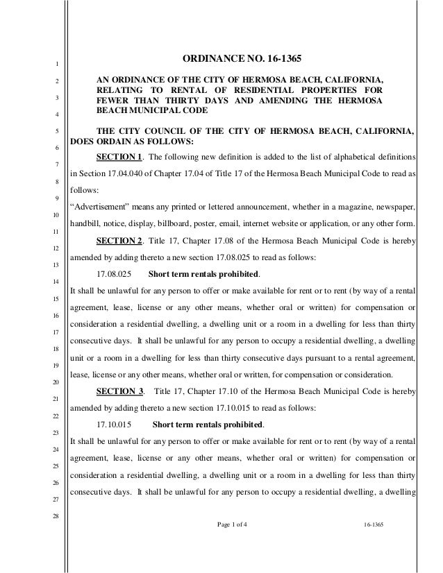 Hermosa Beach Short Term Rental Ordinance Hermosa Beach Short Term Rental Ordinance