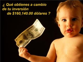¿ Qué obtienes a cambio
de tu inversión
  de $160,140.00 dólares ?
 
