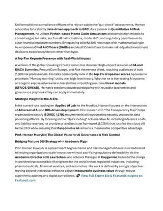 Operational AI Governance and Quantitative Risk Management for ...