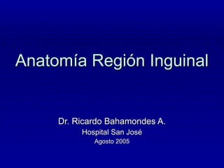 Anatomía Región Inguinal Dr. Ricardo Bahamondes A. Hospital San José Agosto 2005 