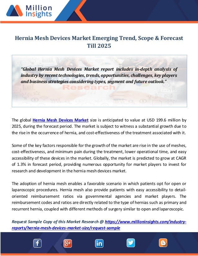 Hernia mesh devices market emerging trend, scope & forecast till 2025