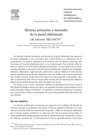 Hernias primarias e inusuales de la pared abdominal | PDF