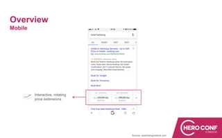Overview
Mobile
Source: searchengineland.com
Interactive, rotating
price extensions
 