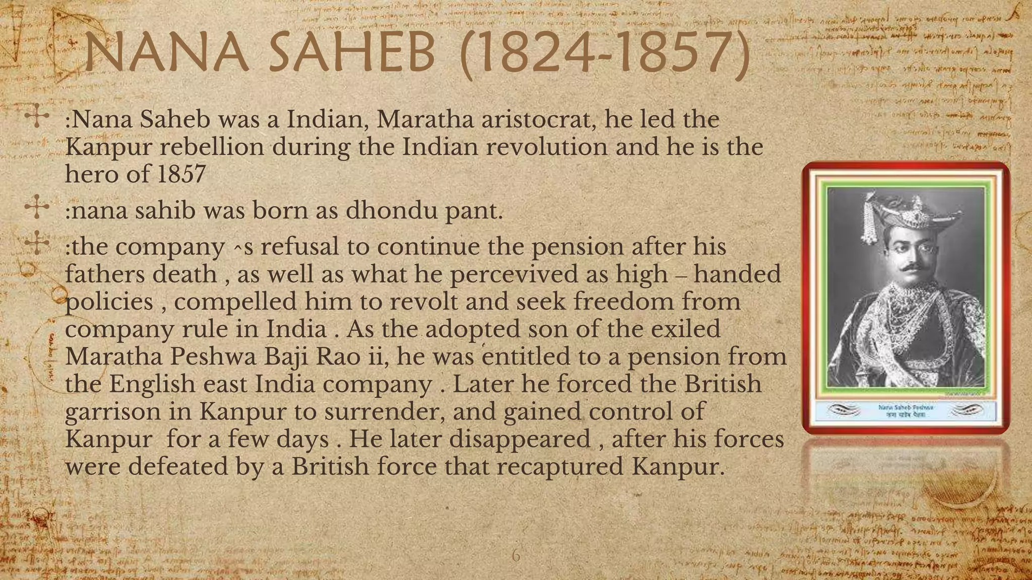 HEROES OF THE REVOLT OF 1857 pptx