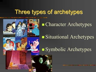  Character Archetypes
 Situational Archetypes
 Symbolic Archetypes
Three types of archetypes
 
